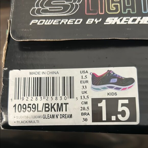 Skechers size 1.5 Kids Sneakers - Black with Pink and Multicolor Accents - Picture 3 of 6